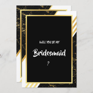 Goldmarmor Streifen Typografie schwarz Bridesmaid Einladung