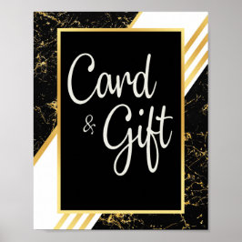 Goldmarmor Streifen typografisch schwarze Karten u Poster
