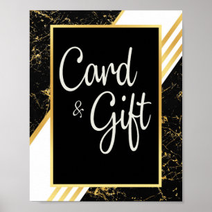 Goldmarmor Streifen typografisch schwarze Karten u Poster