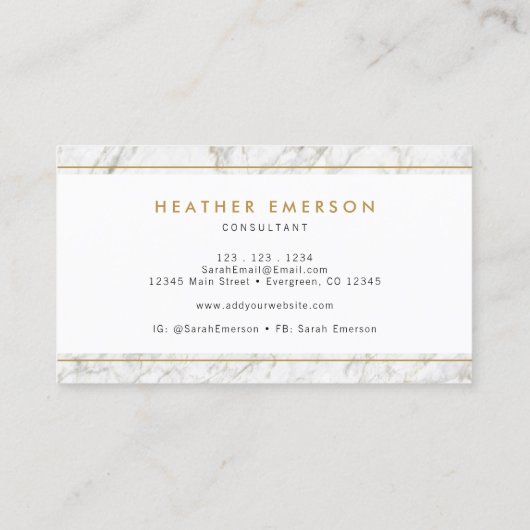 Goldmarmor Visitenkarte (Rückseite)