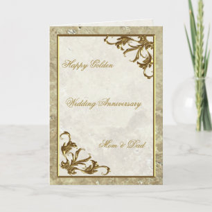 Goldmarmorene Gratulationskarte zum 50. Hochzeitst Karte
