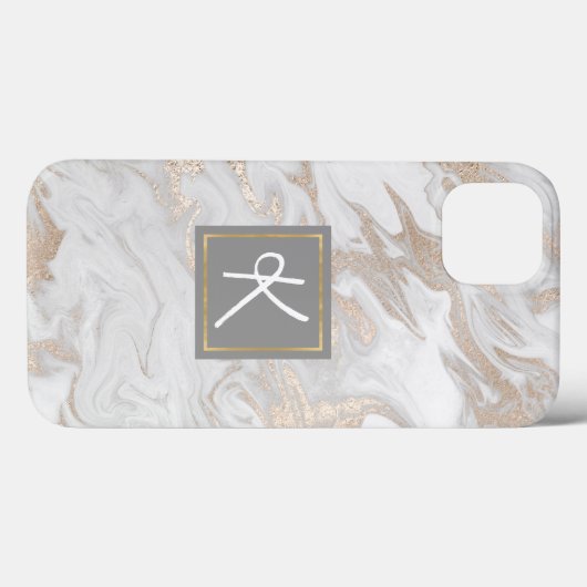 Goldmarmorn Mit Monogramm Case-Mate iPhone Hülle (Rückseite (Horizontal))