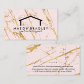 Goldmarmorrosa | Zuhause-Symbol Visitenkarte (Vorne/Hinten)