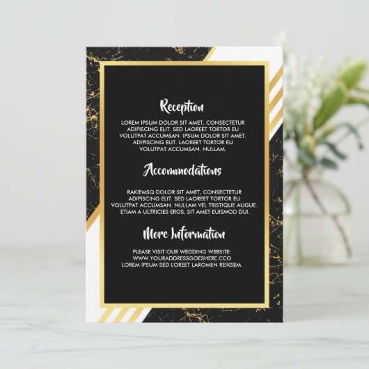 Goldmarmorstreifen Typografie bl Hochzeitsprogramm Einladung (Stehend Vorderseite)