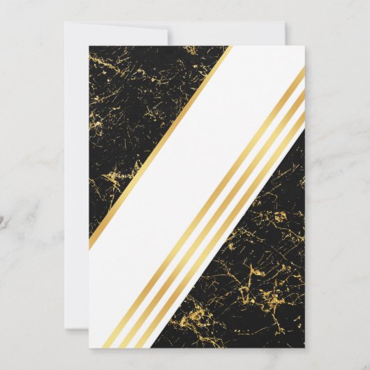 Goldmarmorstreifen Typografie bl Hochzeitsprogramm Einladung (Rückseite)