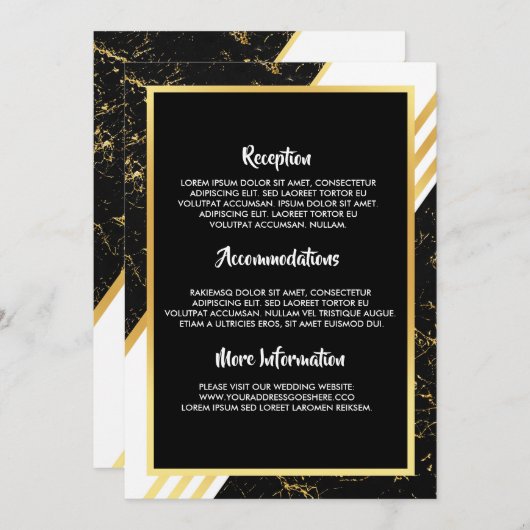 Goldmarmorstreifen Typografie bl Hochzeitsprogramm Einladung (Vorne/Hinten)