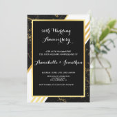 Goldmarmorstreifen-Typografie Hochzeitstag Einladung (Stehend Vorderseite)