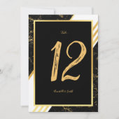 Goldmarmorstreifen, typografisch, schwarze Tischnu Einladung (Vorderseite)