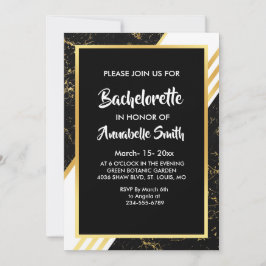 Goldmarmorstreifen typografisch schwarzer Bachelor Einladung
