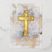 Goldmarmortaufe oder Christening Filigree Folieneinladung (Vorderseite)