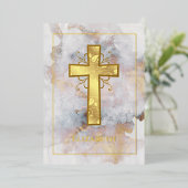 Goldmarmortaufe oder Christening Filigree Folieneinladung (Stehend vorne)