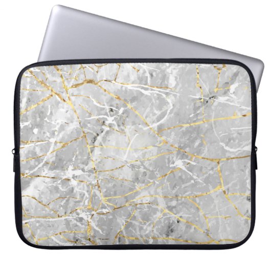 Goldmarmortextur Laptopschutzhülle (Vorderseite)