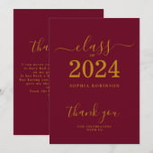 Goldmaroon-Abschluss 2024 Dankeskarte (Vorne/Hinten)