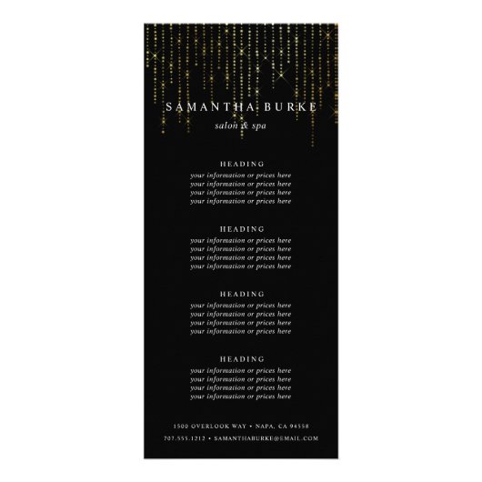 Goldmarquee | Preise oder Dienstleistungen Werbekarte (Vorne)