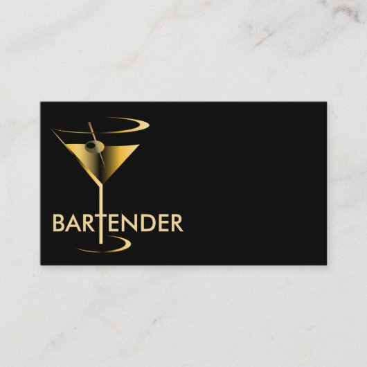 Goldmartini-Cocktail-Barkeeper-Geschäfts-Karte Visitenkarte (Vorderseite)