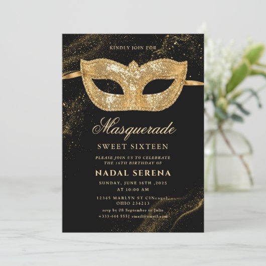 Goldmaske Einladung (Stehend Vorderseite)