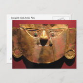 Goldmaske, Lima, Peru Postkarte (Vorne/Hinten)