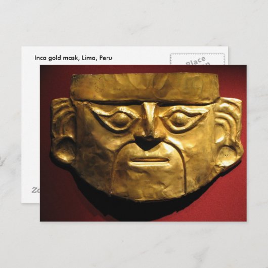 Goldmaske, Lima, Peru Postkarte (Vorne/Hinten)