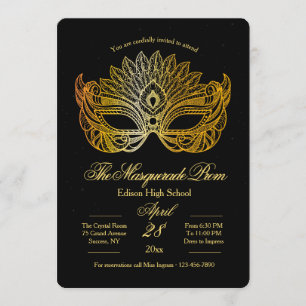 Goldmaske Masquerade Prom Einladung