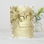 Goldmaske-Party Einladung (Stehend Vorderseite)