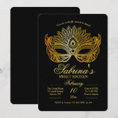 Goldmasken-Maskerade-16. Geburtstag-Einladung Einladung (Vorne/Hinten)