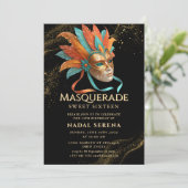 Goldmaskerade Einladung (Stehend Vorderseite)