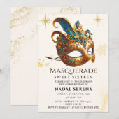 Goldmaskerade Einladung (Vorne/Hinten)