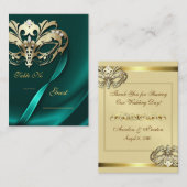 Goldmasquerade Aquamarine Juweliertisch Platzkarte (Vorne/Hinten)