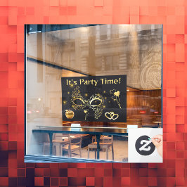 Goldmasquerade Es ist Party Zeit | Fensteraufkleber