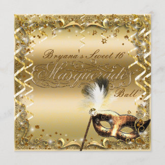 Goldmasquerade Maske Elegante Ball Geburtstagspart Einladung
