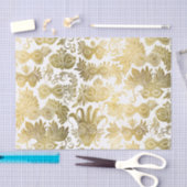 Goldmasquerade Masken auf weißem Muster Seidenpapier (Handwerk)