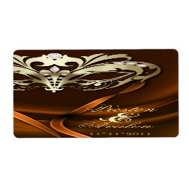 Goldmasquerade Orange Jeweled Wedding Wine Label