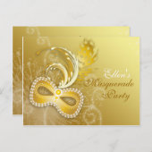 Goldmasquerade-Party Einladung (Vorne/Hinten)