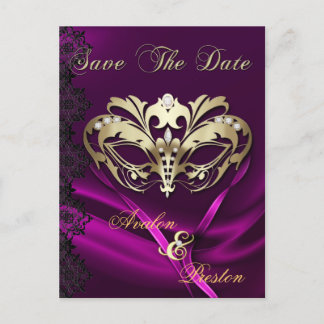 Goldmasquerade Pink Jewel Save the Date Postcard Ankündigungspostkarte