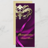 Goldmasquerade Rosa Bridal Dusche Einladung (Vorne/Hinten)