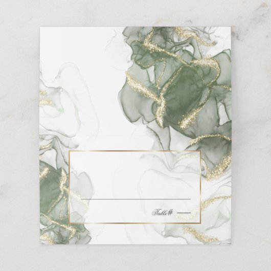 Goldmatte grüne Farbe Platzkarte (Außenseite Aufgefaltet)
