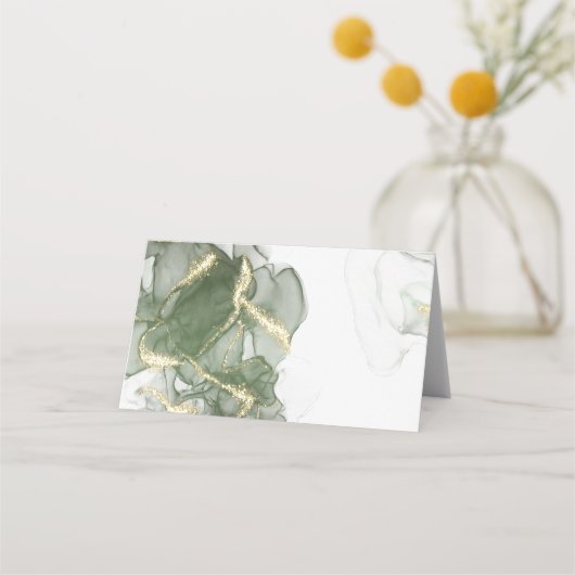 Goldmatte grüne Farbe Platzkarte (Rückseite)