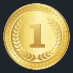 Goldmedaille 1. Platz Sieger Aufkleber<br><div class="desc">Eleganter Champion 1. Platz Gewinner Goldmedaille Aufkleber / 1st Place Award Design,  dass eine phantastische Auszeichnung für Exzellenz oder Leistung.</div>