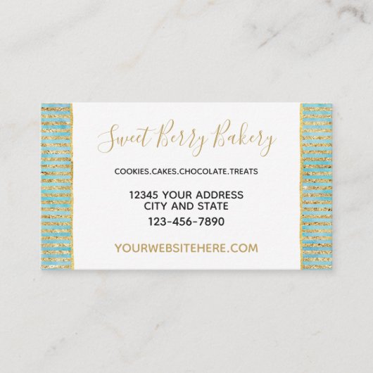 Goldmedaille Aqua Minze Wasserfarbe Visitenkarte (Vorderseite)