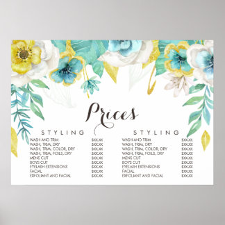 Goldmedaille Aquamarine Blumenbeautizik-Menü-Poste Poster