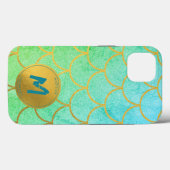 Goldmedaille Aquamarines Mustermonogramm Case-Mate iPhone Hülle (Rückseite (Horizontal))