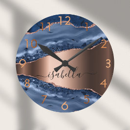 Goldmedaille aus Blauagat-Marmor-Rose Runde Wanduhr