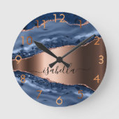 Goldmedaille aus Blauagat-Marmor-Rose Runde Wanduhr (Vorderseite)