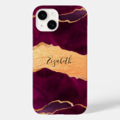 Goldmedaille aus Burgund, Marmor Rose, Goldname Case-Mate iPhone Hülle (Rückseite)