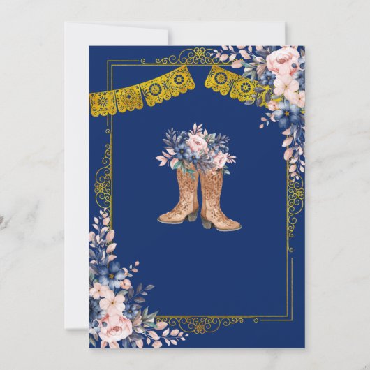 Goldmedaille Blue Senor oder Senorita Gender Revea Einladung (Rückseite)