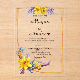 Goldmedaille Blume Fall Foliage Wedding Acryleinladungen