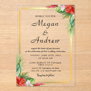 Goldmedaille Blume Fall Foliage Wedding Acryleinladungen