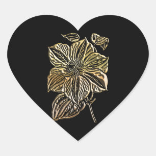 Goldmedaille Blumengarten Botanische Natur Herz-Aufkleber