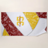 Goldmedaille Boho Blumenpaisley Muster Volleyball Strandtuch (Vorderseite)