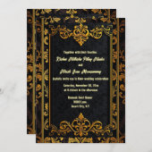 Goldmedaille-Brocade verzierte Hochzeit Einladung (Vorne/Hinten)